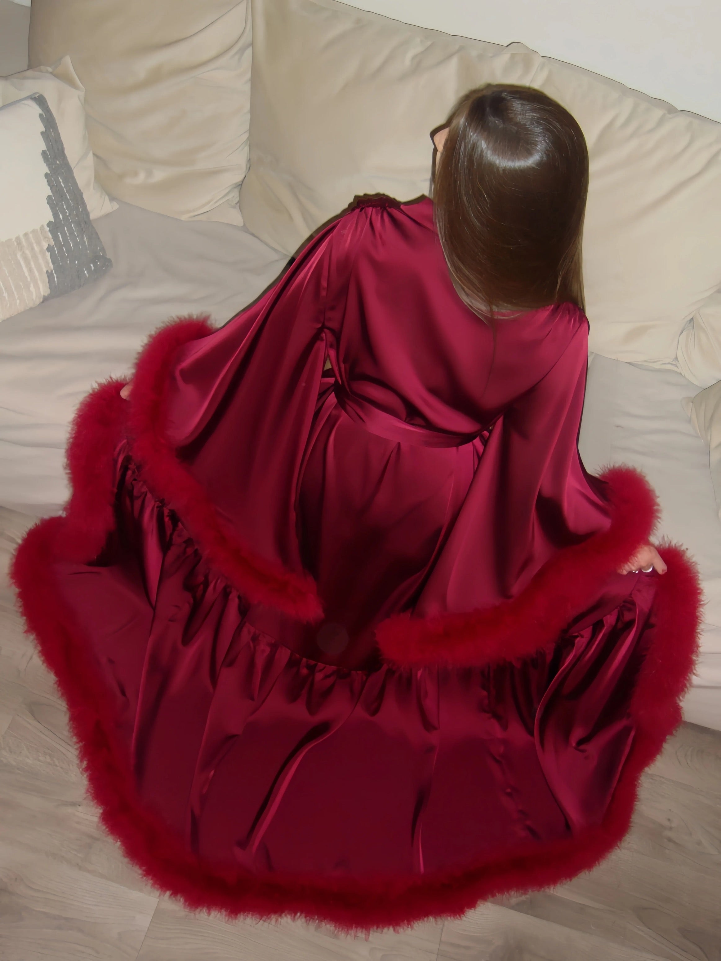 Scarlet and Baby pink  Dream Feather Trim Robe❤️❤️