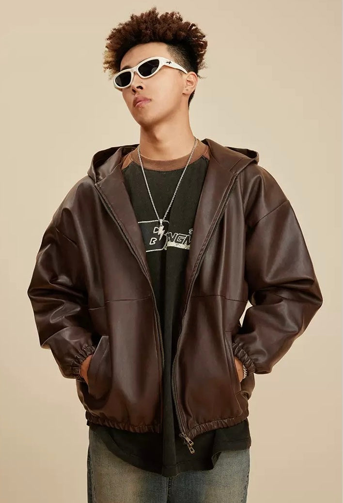 Men’s Autumn/Winter Leather Jacket – Black, Army Green & Brown | OOTD