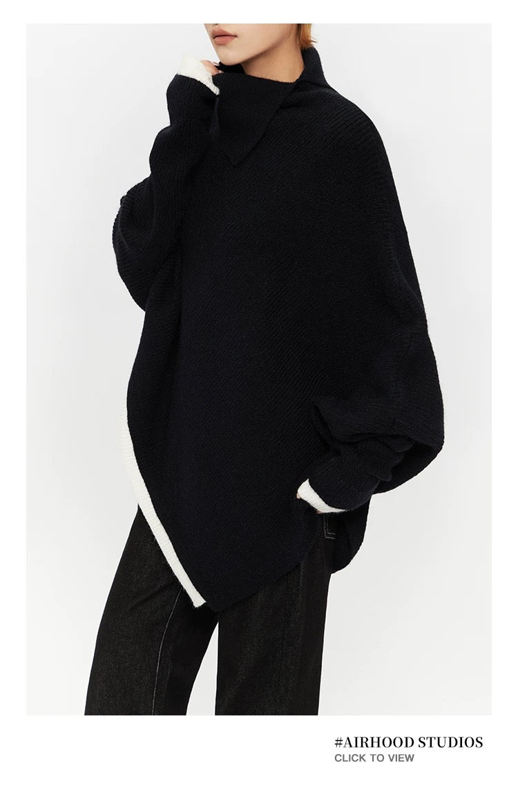 Oversized Turtleneck sweater in black and grey