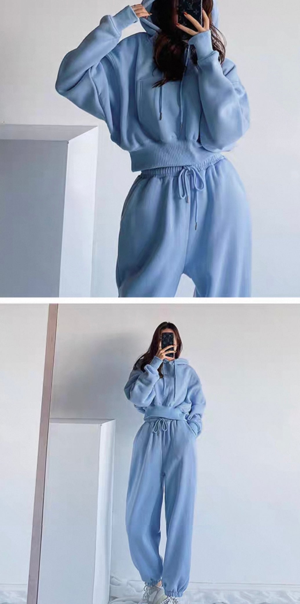 Women’s Comfy Crop Hoodie & Bottoms Sweatsuit Set