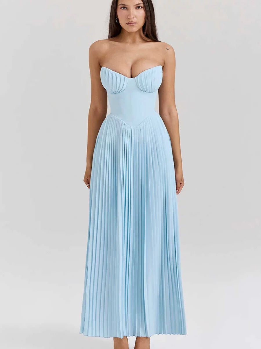 Ocean Beauty French Shell-shaped Bra Skirt Sexy and Elegant Pleated Long Dress Dress