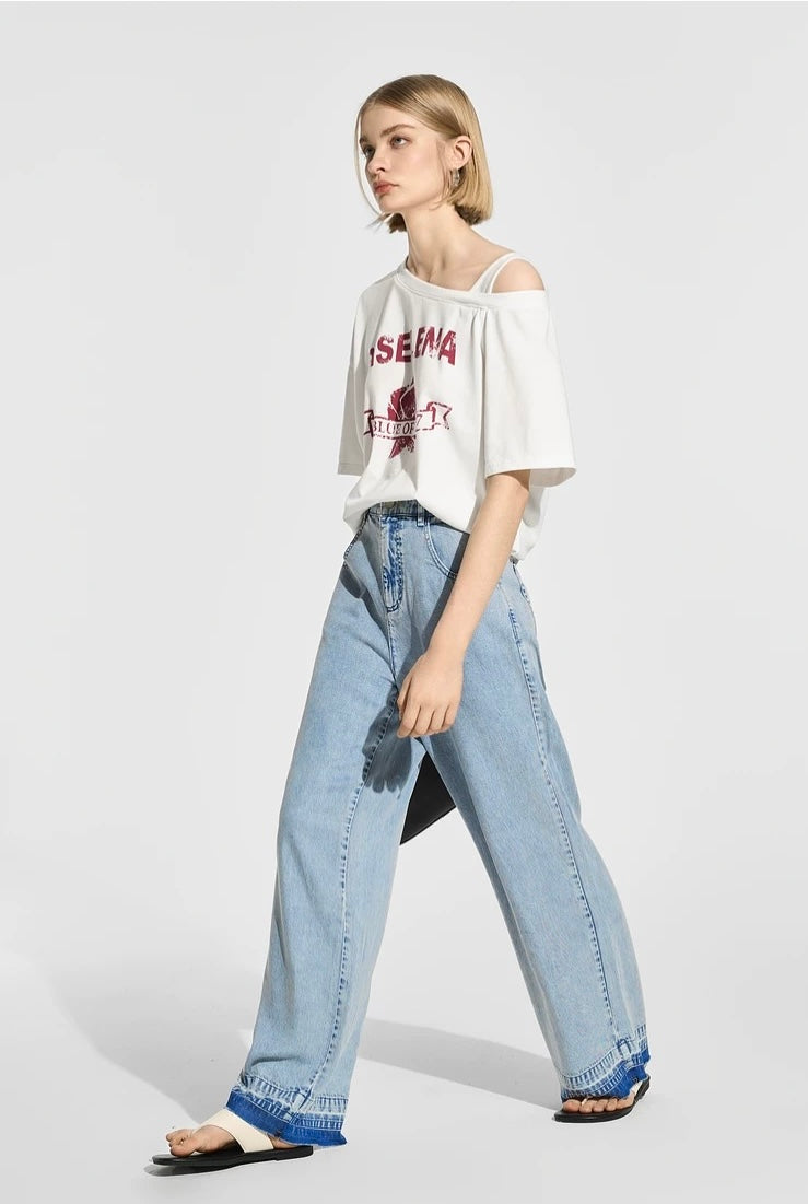 Women’s Loose Fit Jeans – Faded Blue