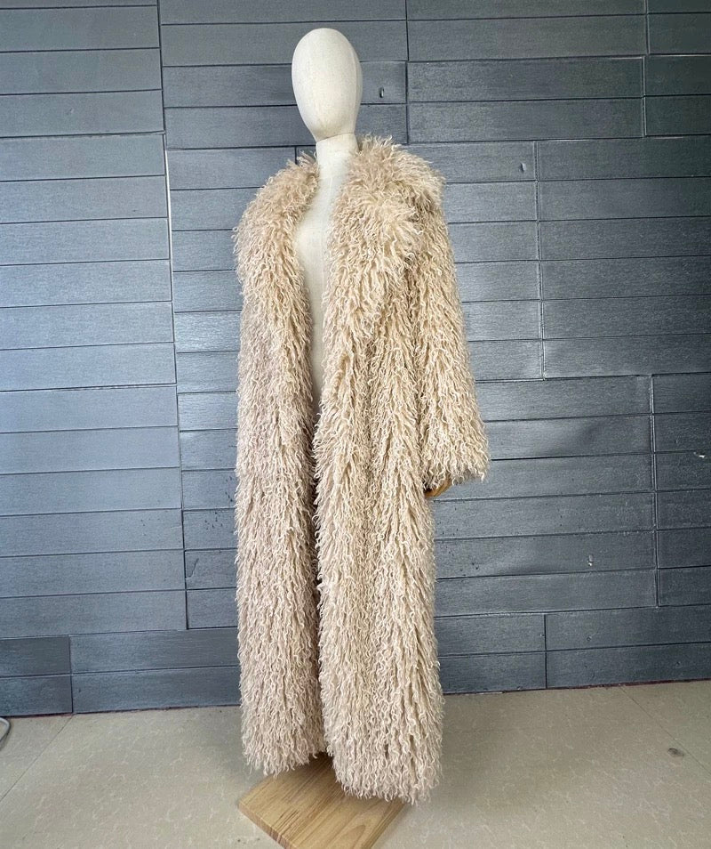 Long shaggy Faux fur coat -Winter luxe collection (Cream,beige ,brown ,Pink )