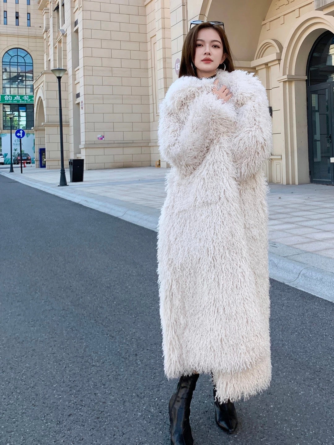 Long shaggy Faux fur coat -Winter luxe collection (Cream,beige ,brown ,Pink )