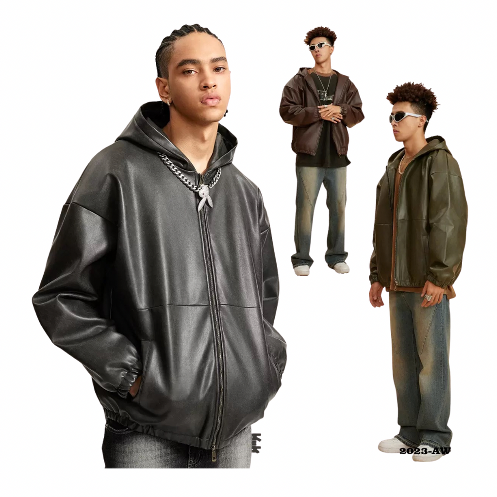 Men’s Autumn/Winter Leather Jacket – Black, Army Green & Brown | OOTD