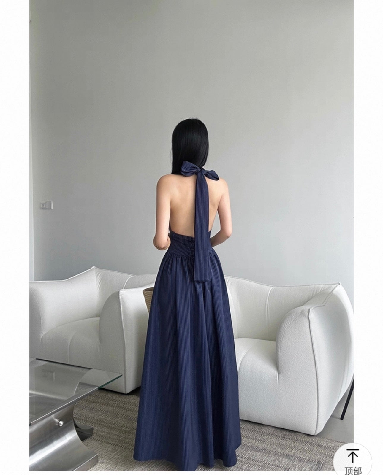 French Chic Striped Halter Maxi Dress with Bow Waist