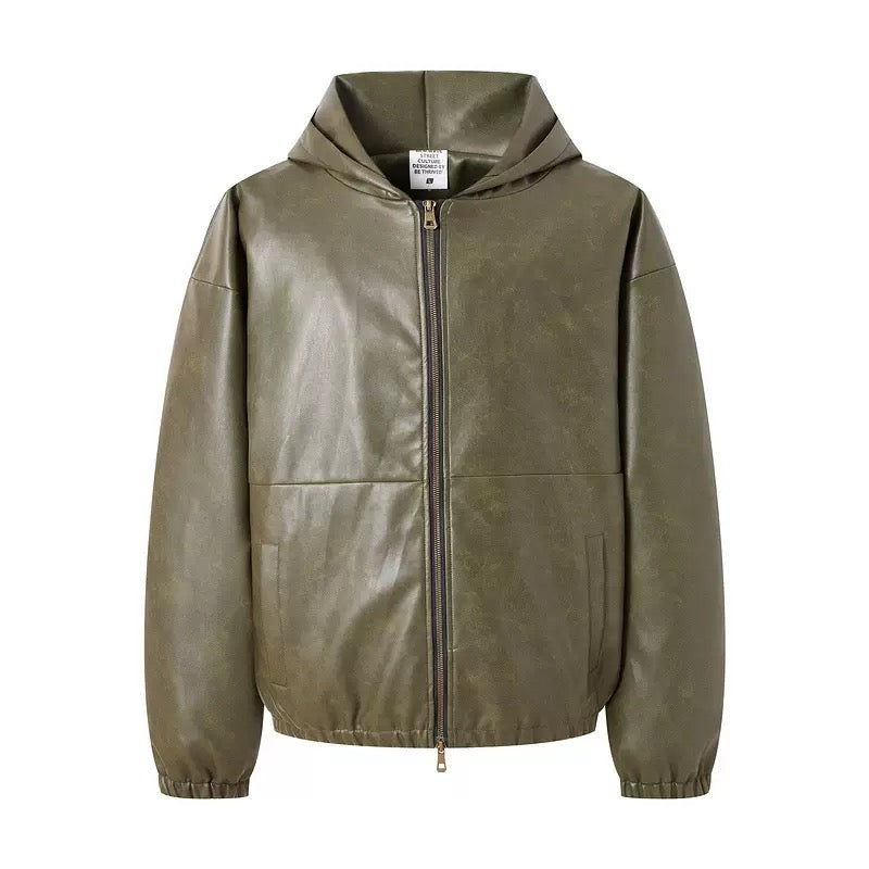 Men’s Autumn/Winter Leather Jacket – Black, Army Green & Brown | OOTD