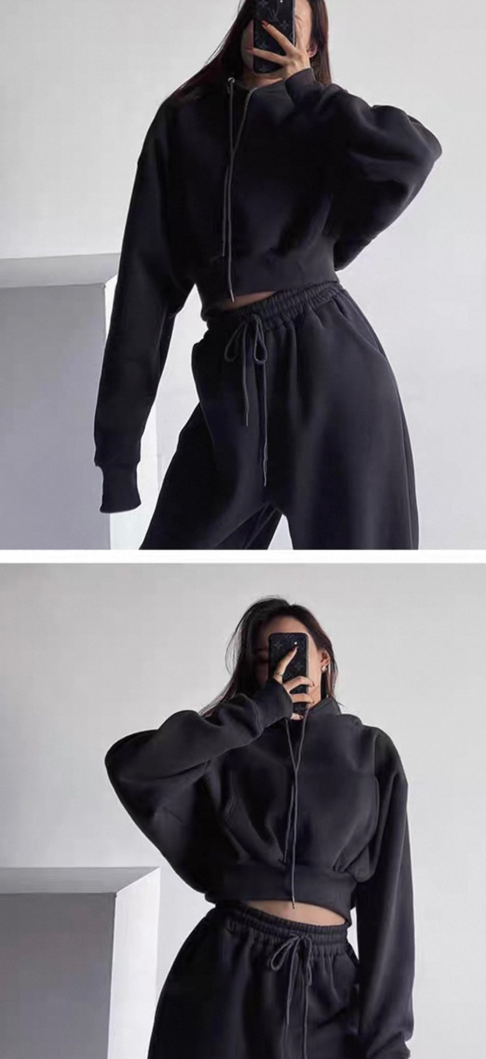 Women’s Comfy Crop Hoodie & Bottoms Sweatsuit Set