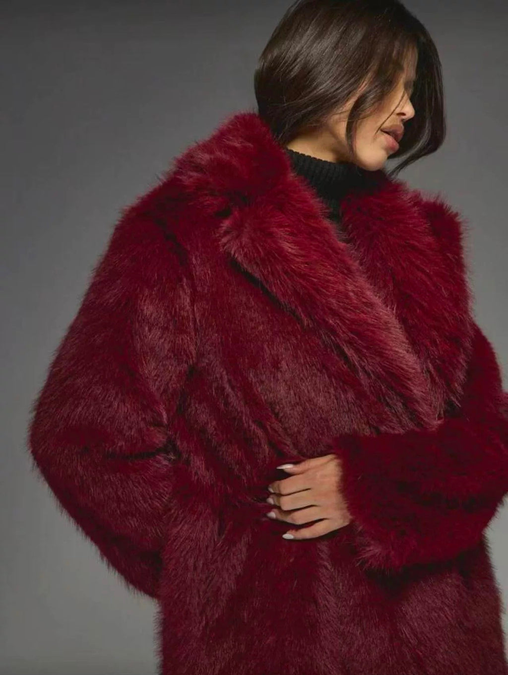 Red Fluffy Winter Coat – Cozy Luxe Statement Piece