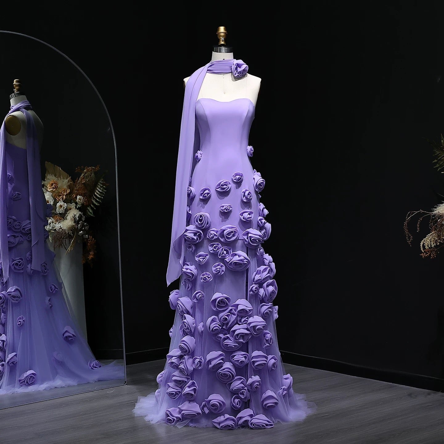 Pink 3D three-dimensional flower mesh fishtail evening dress

Party, banquet, performance, dress



Description