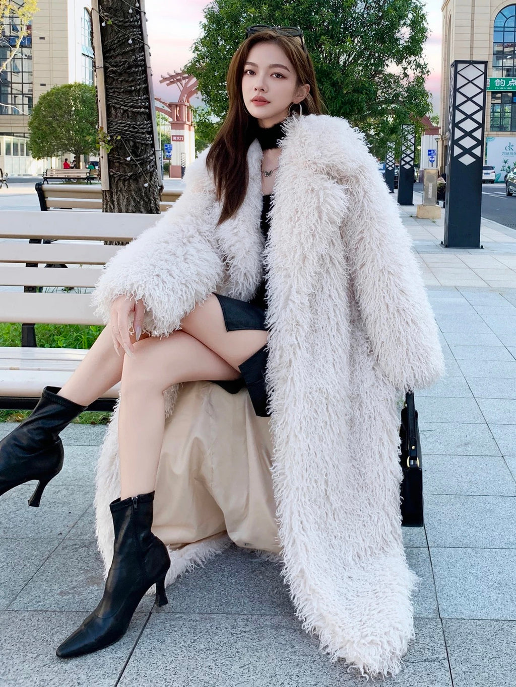 Long shaggy Faux fur coat -Winter luxe collection (Cream,beige ,brown ,Pink )