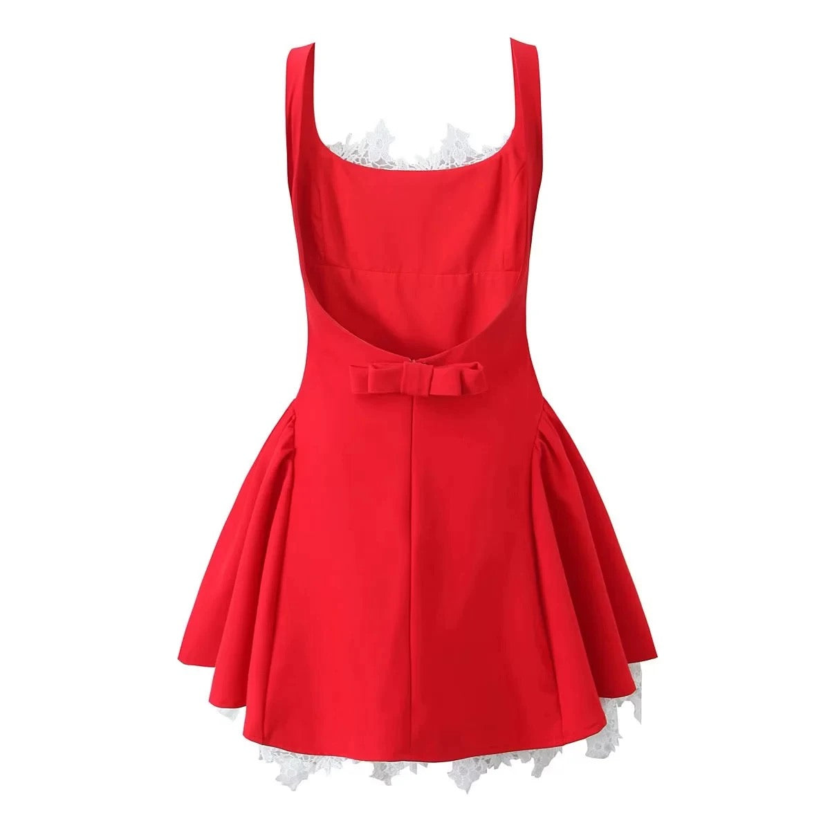 European and American style 2025 spring new women's clothing French retro lace stitching square collar

Waist sexy backless dress