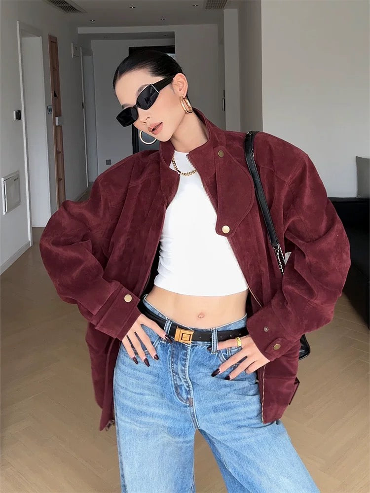 Burgundy Corduroy Jacket – Cozy Fall/Winter Essential