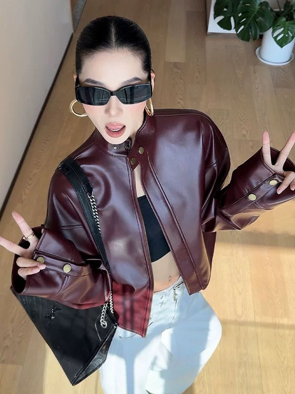 Women’s Burgundy Leather Jacket – Timeless Fall & Winter Staple