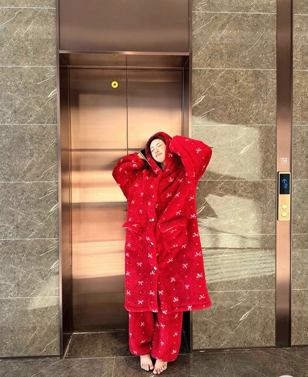 ✨ Cozy Bow-Knit Winter Loungewear Set – Christmas Edition