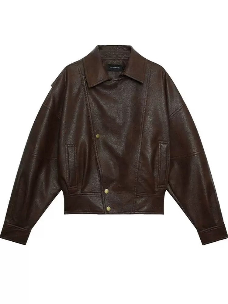 Classic Pilot Old Craft Leather Jacket – Black & Brown