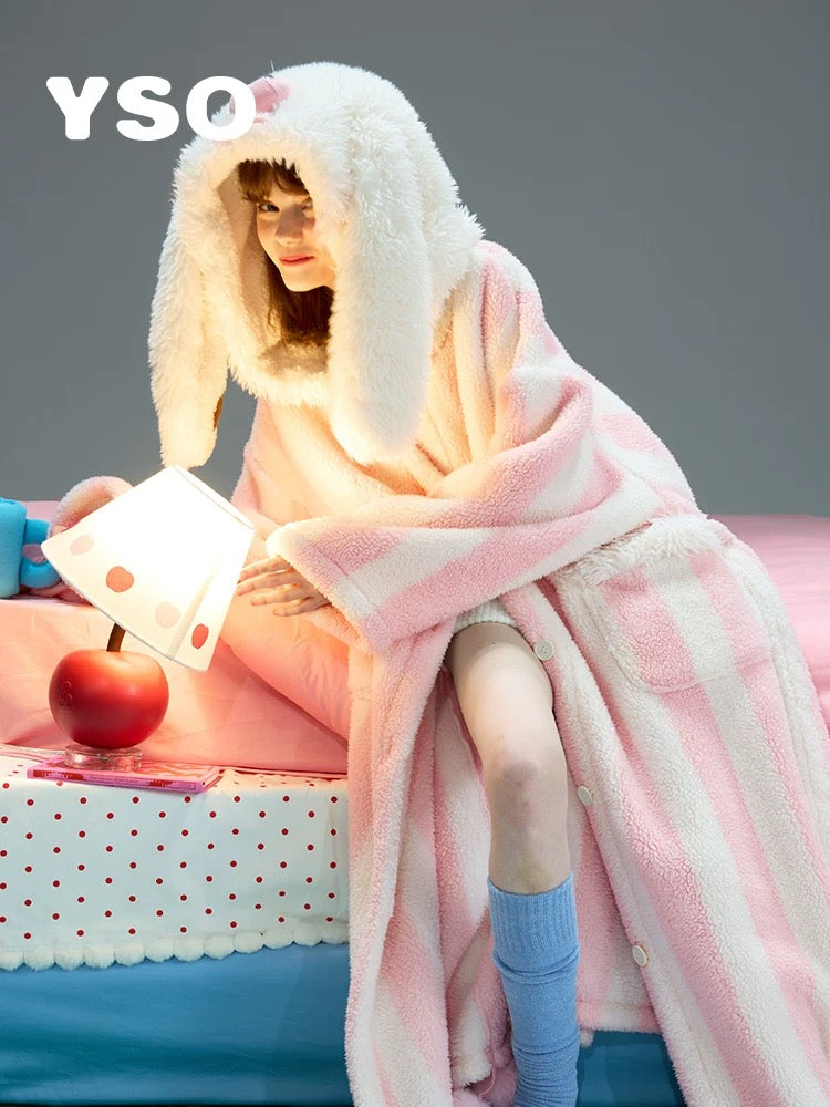 Pink Bunny Cozy Hooded Robe – Winter Snuggle Edition