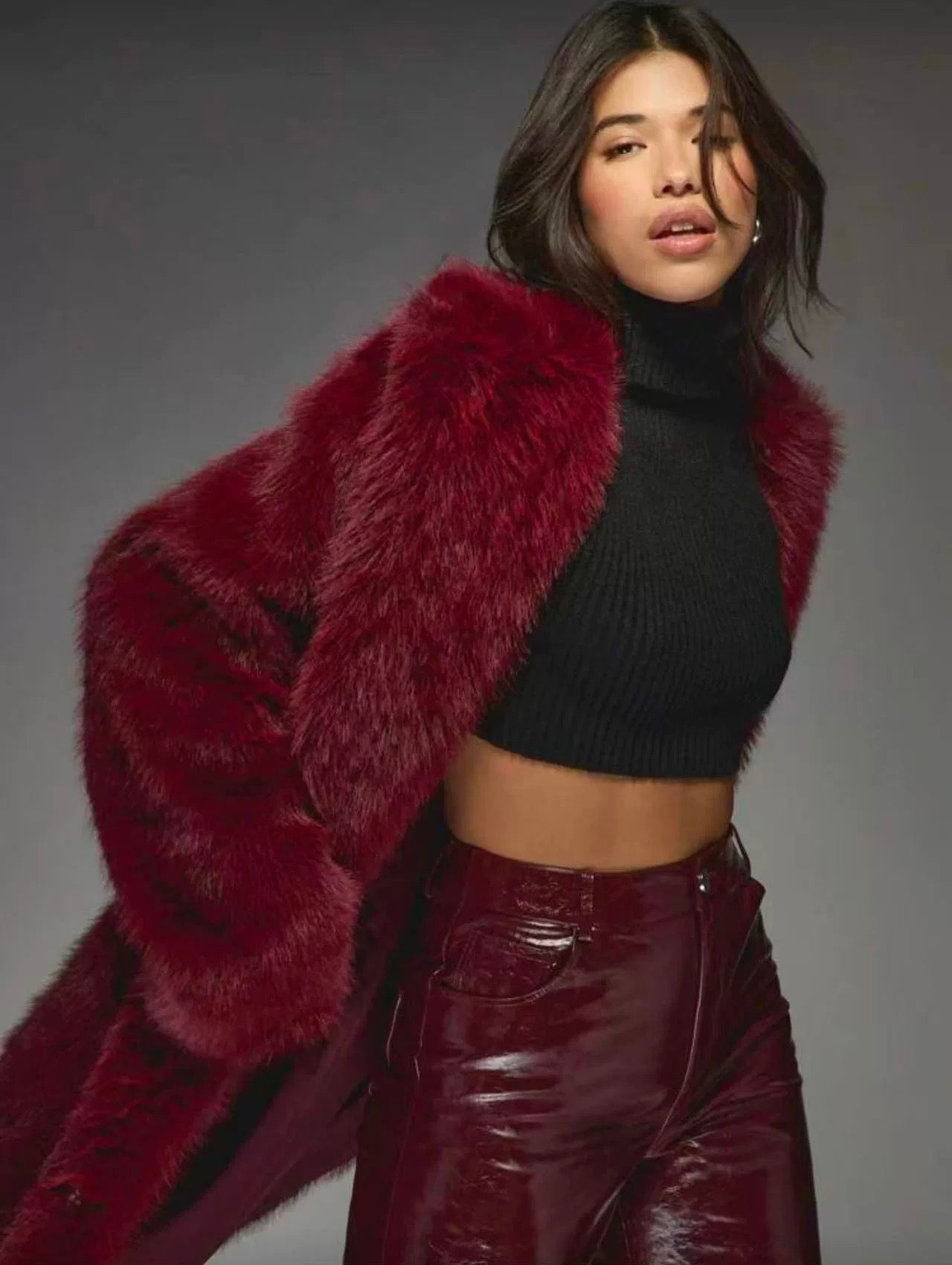 Red Fluffy Winter Coat – Cozy Luxe Statement Piece