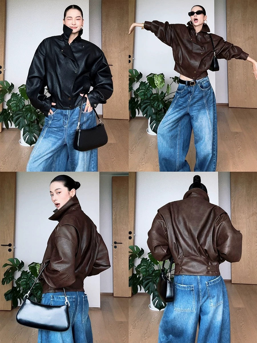 Classic Pilot Old Craft Leather Jacket – Black & Brown