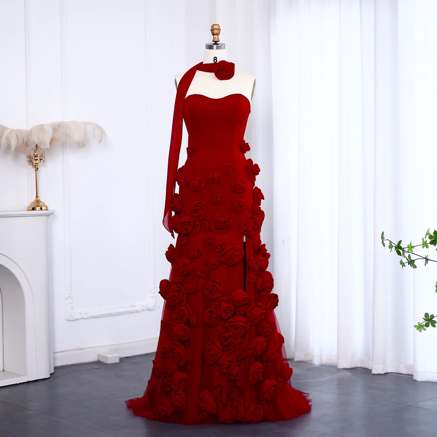 Pink 3D three-dimensional flower mesh fishtail evening dress

Party, banquet, performance, dress



Description