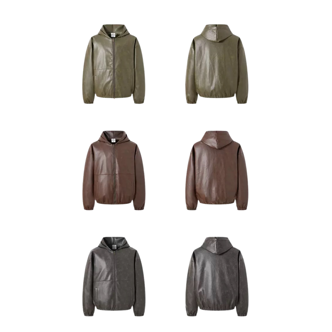 Men’s Autumn/Winter Leather Jacket – Black, Army Green & Brown | OOTD