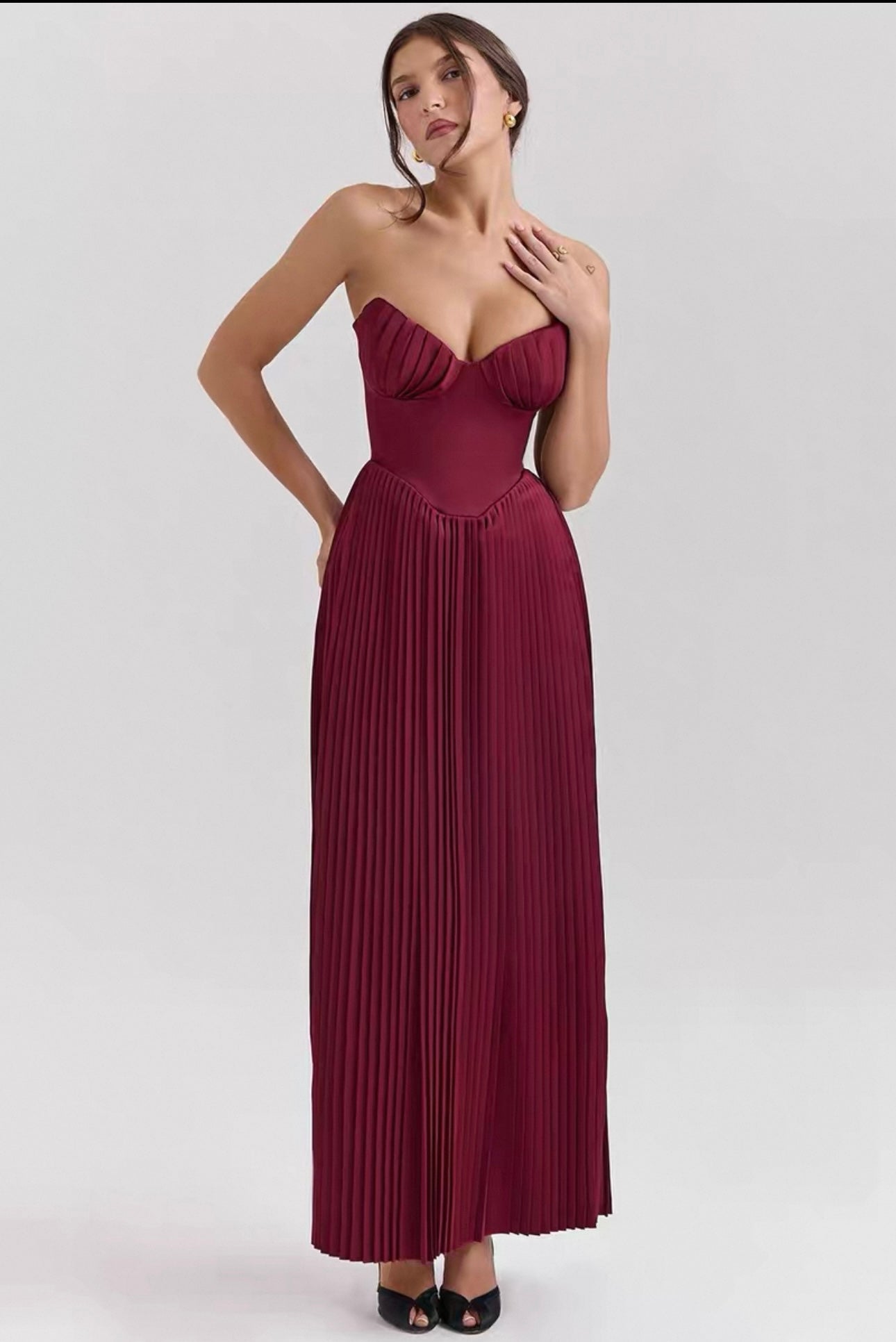 Ocean Beauty French Shell-shaped Bra Skirt Sexy and Elegant Pleated Long Dress Dress