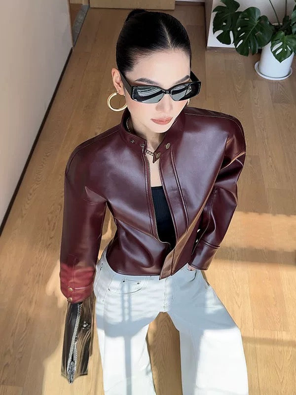 Women’s Burgundy Leather Jacket – Timeless Fall & Winter Staple
