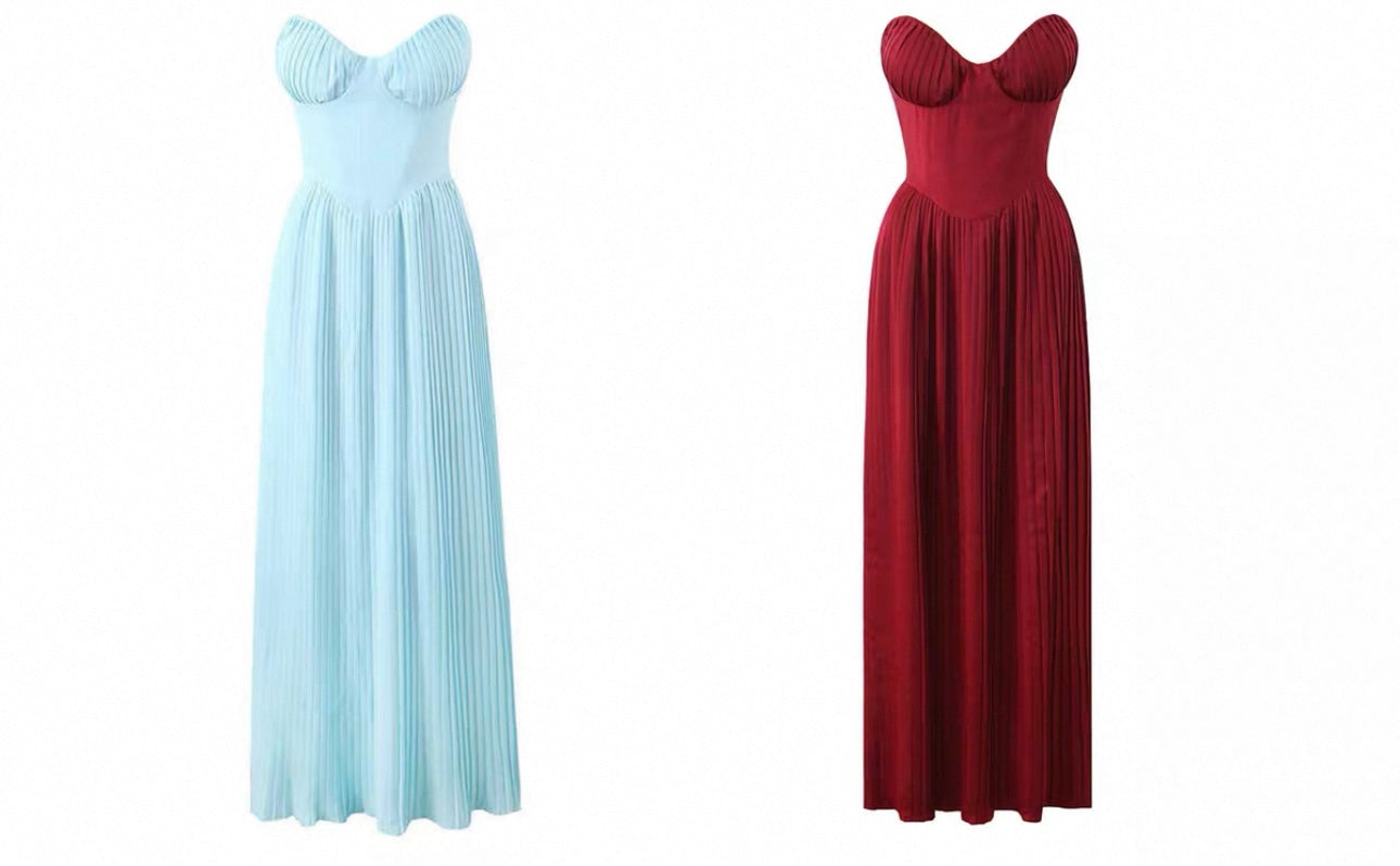 Ocean Beauty French Shell-shaped Bra Skirt Sexy and Elegant Pleated Long Dress Dress