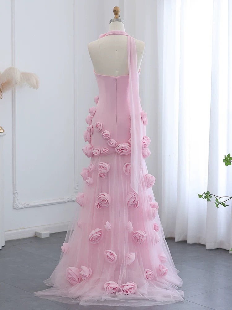 Pink 3D three-dimensional flower mesh fishtail evening dress

Party, banquet, performance, dress



Description