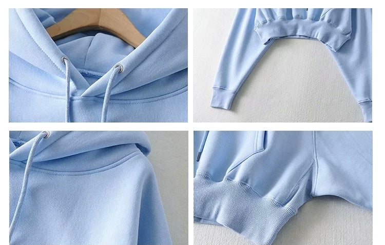 Women’s Comfy Crop Hoodie & Bottoms Sweatsuit Set