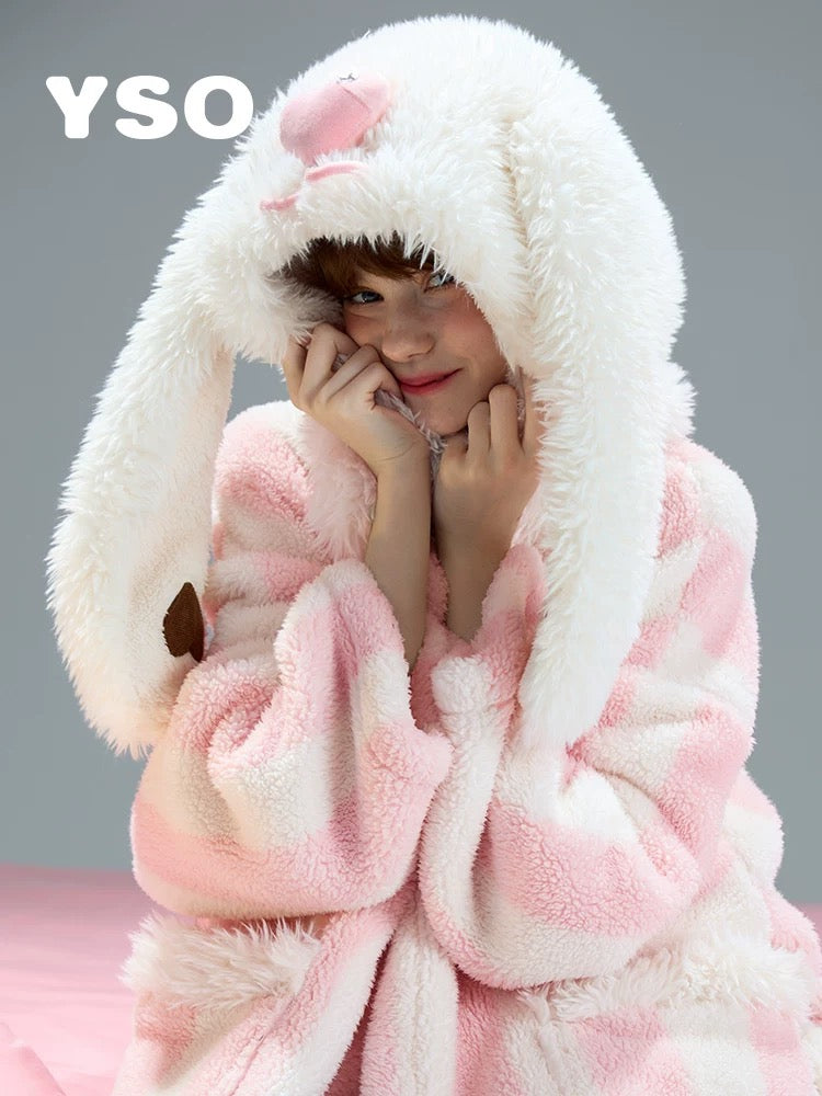 Pink Bunny Cozy Hooded Robe – Winter Snuggle Edition