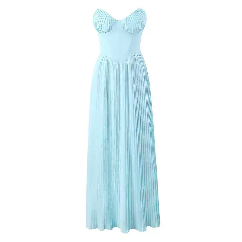 Ocean Beauty French Shell-shaped Bra Skirt Sexy and Elegant Pleated Long Dress Dress