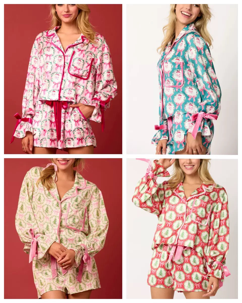 Holiday Ribbon & Santa Pajama Set – Hazel Curated Christmas Edition