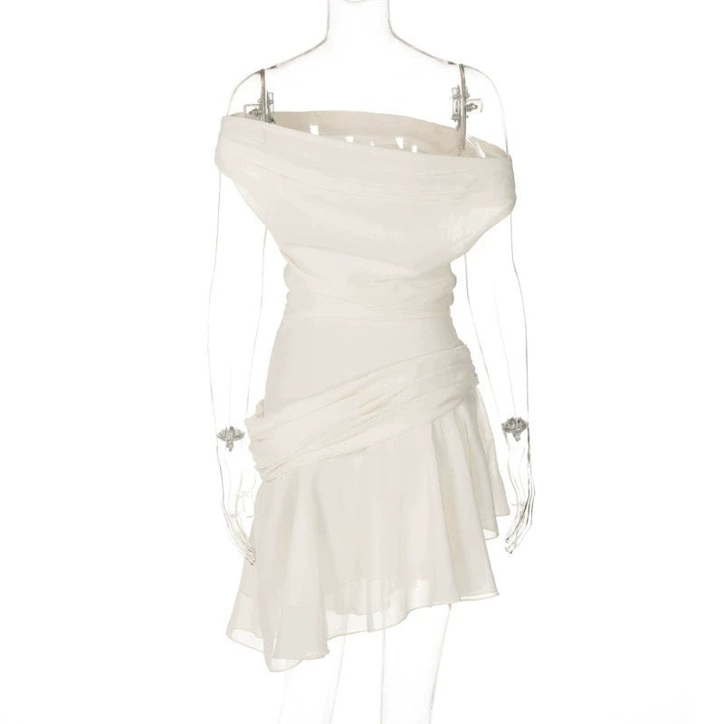 Ruffled Mesh Patchwork Mini Dress