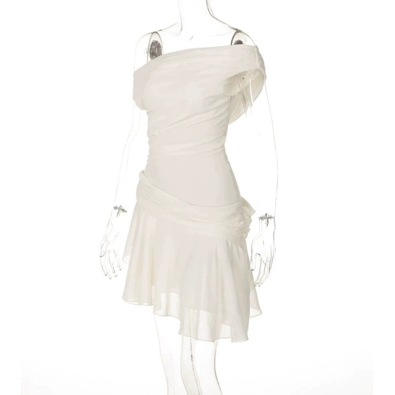 Ruffled Mesh Patchwork Mini Dress