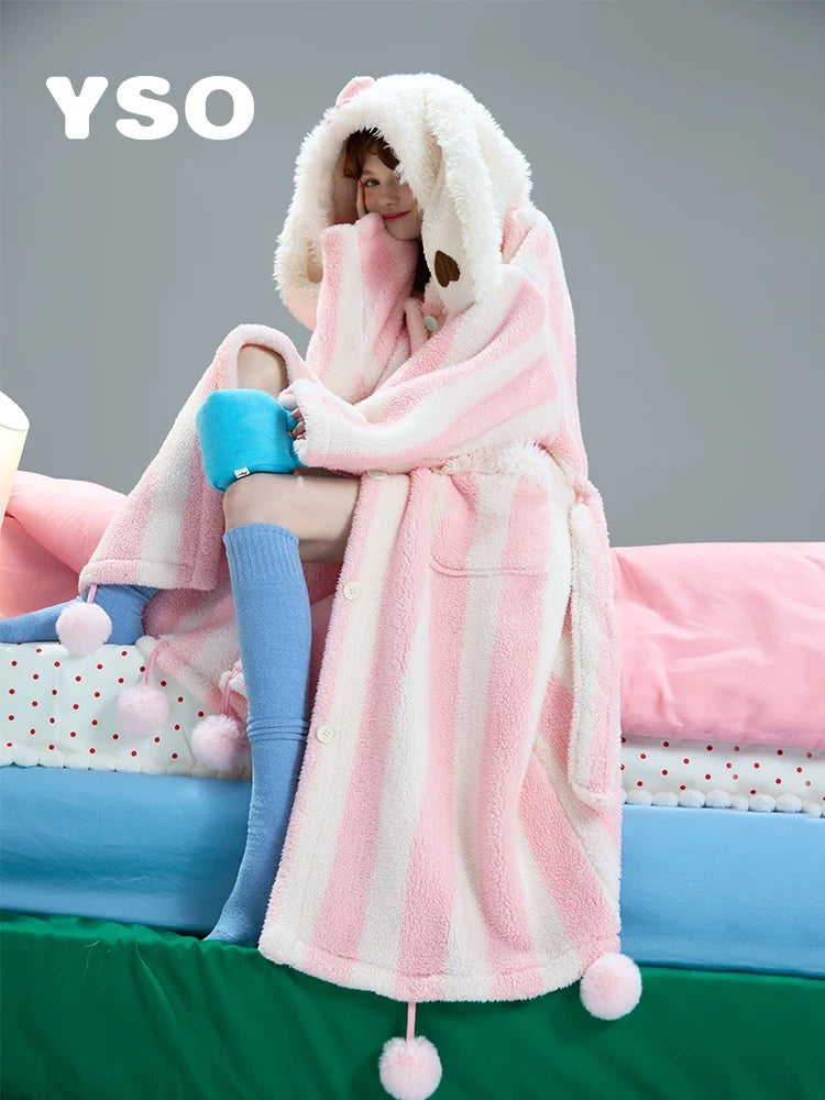 Pink Bunny Cozy Hooded Robe – Winter Snuggle Edition