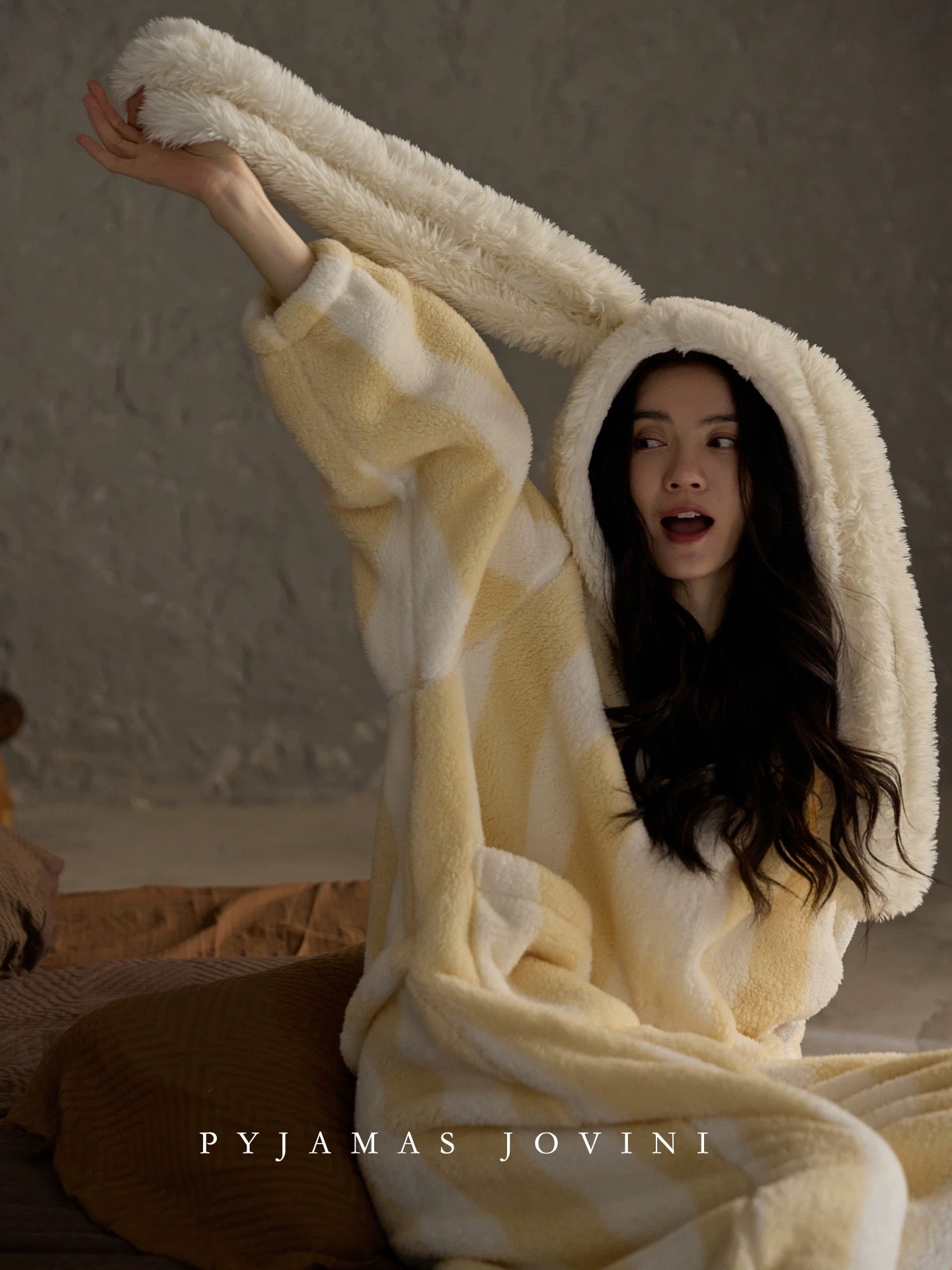 Cozy Striped Fluffy Onesie – Winter Snuggle Edition