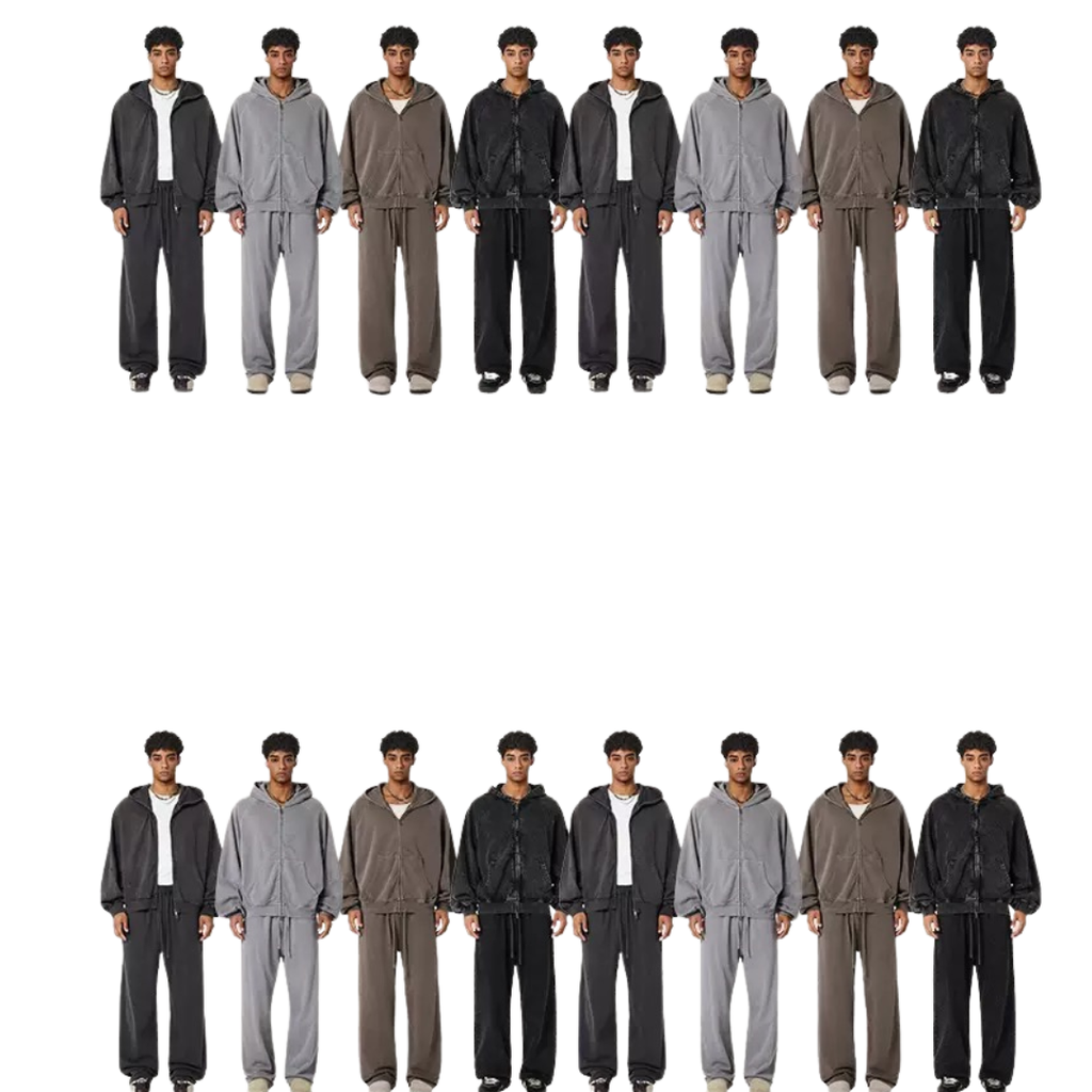 Unisex Vintage Washed Zip-Up Hoodie Set – OOTD Essentials