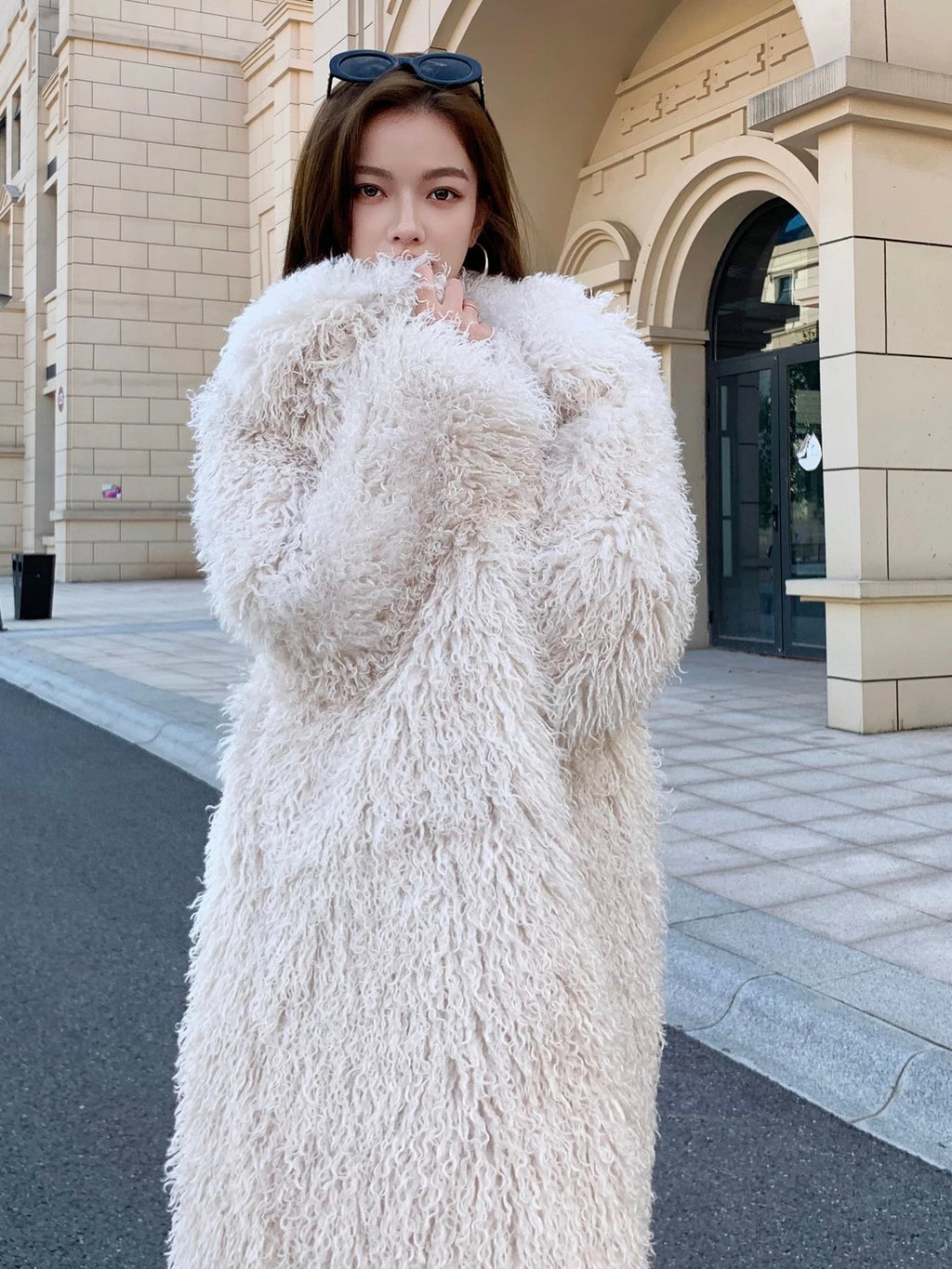 Long shaggy Faux fur coat -Winter luxe collection (Cream,beige ,brown ,Pink )