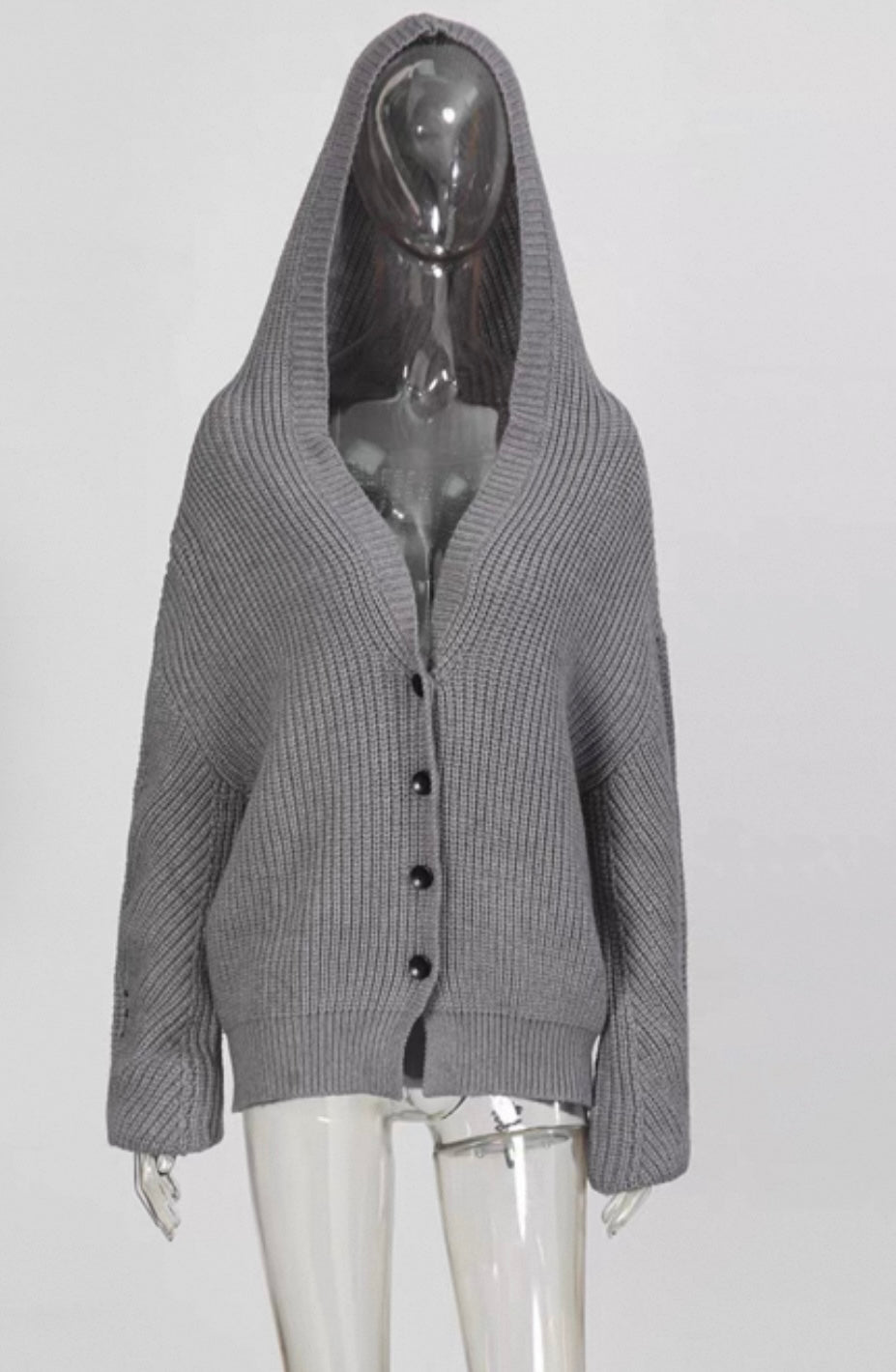 Cozy Grey Hoodie Sweater – Casual Chic Pullover for Women