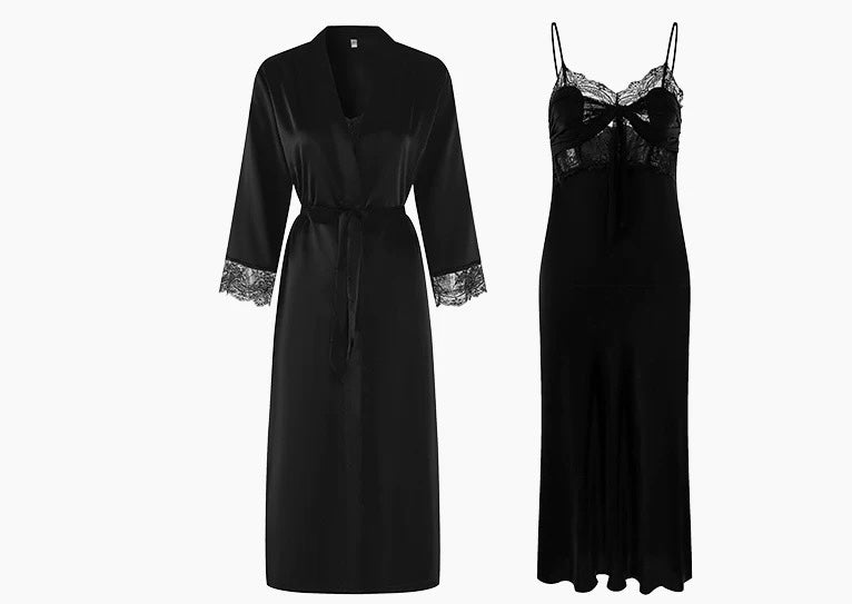 Long suspender silk  nightgown nightgown and night dress summer luxury night wear