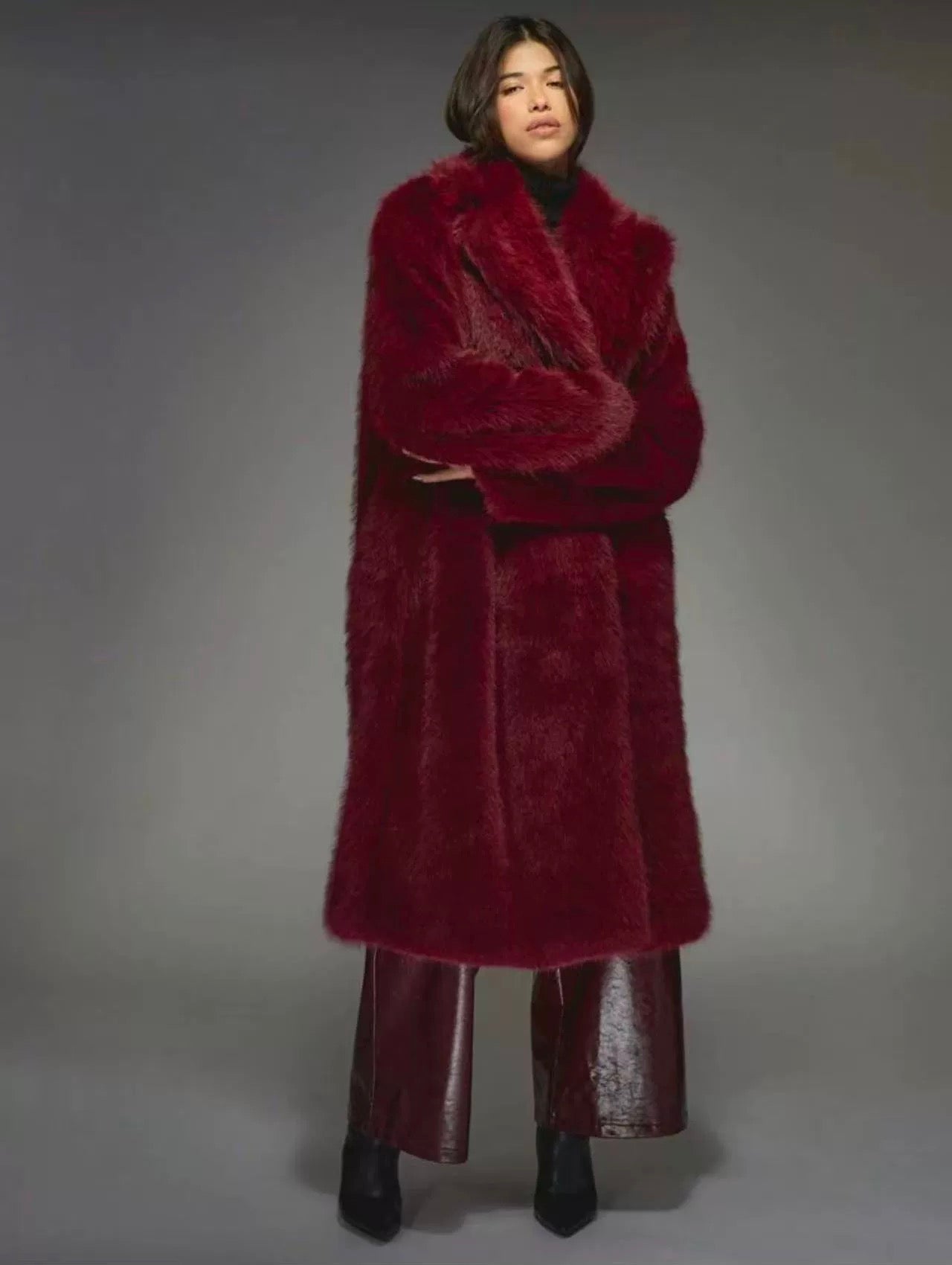 Red Fluffy Winter Coat – Cozy Luxe Statement Piece