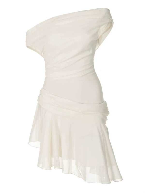 Ruffled Mesh Patchwork Mini Dress