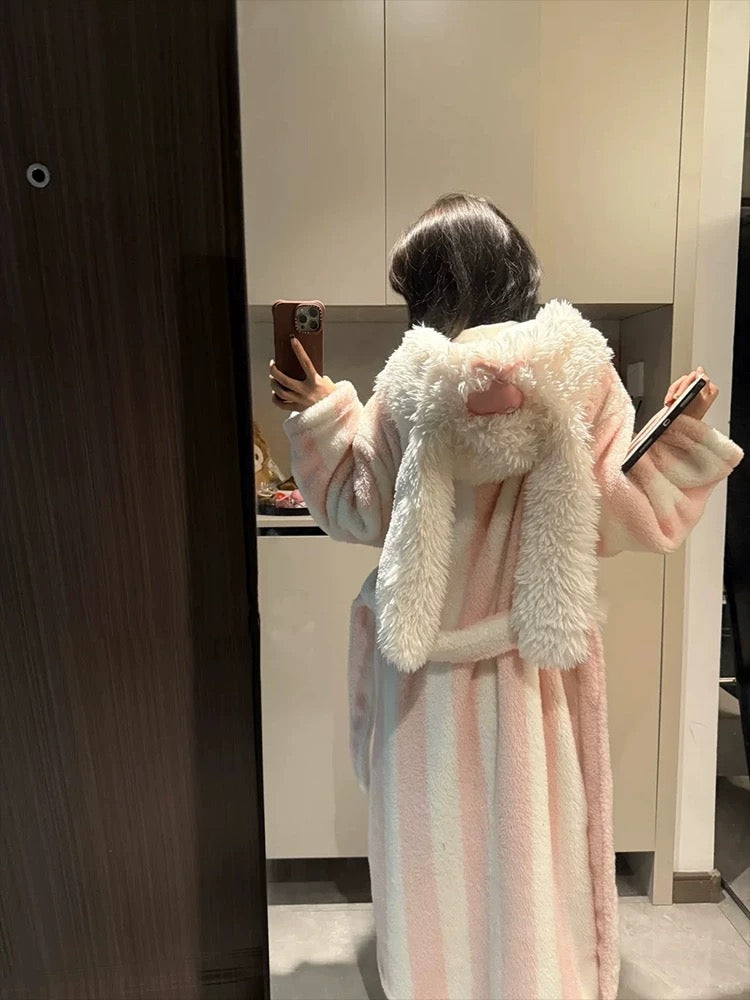 Pink Bunny Cozy Hooded Robe – Winter Snuggle Edition