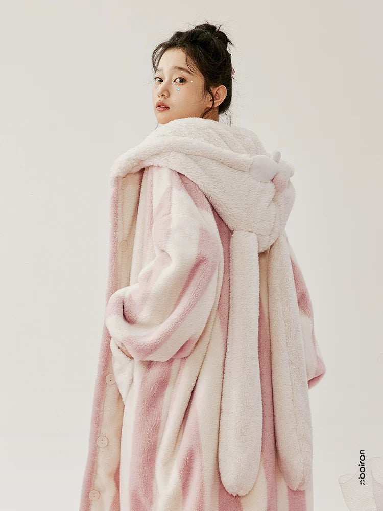 Pink Bunny Cozy Hooded Robe – Winter Snuggle Edition