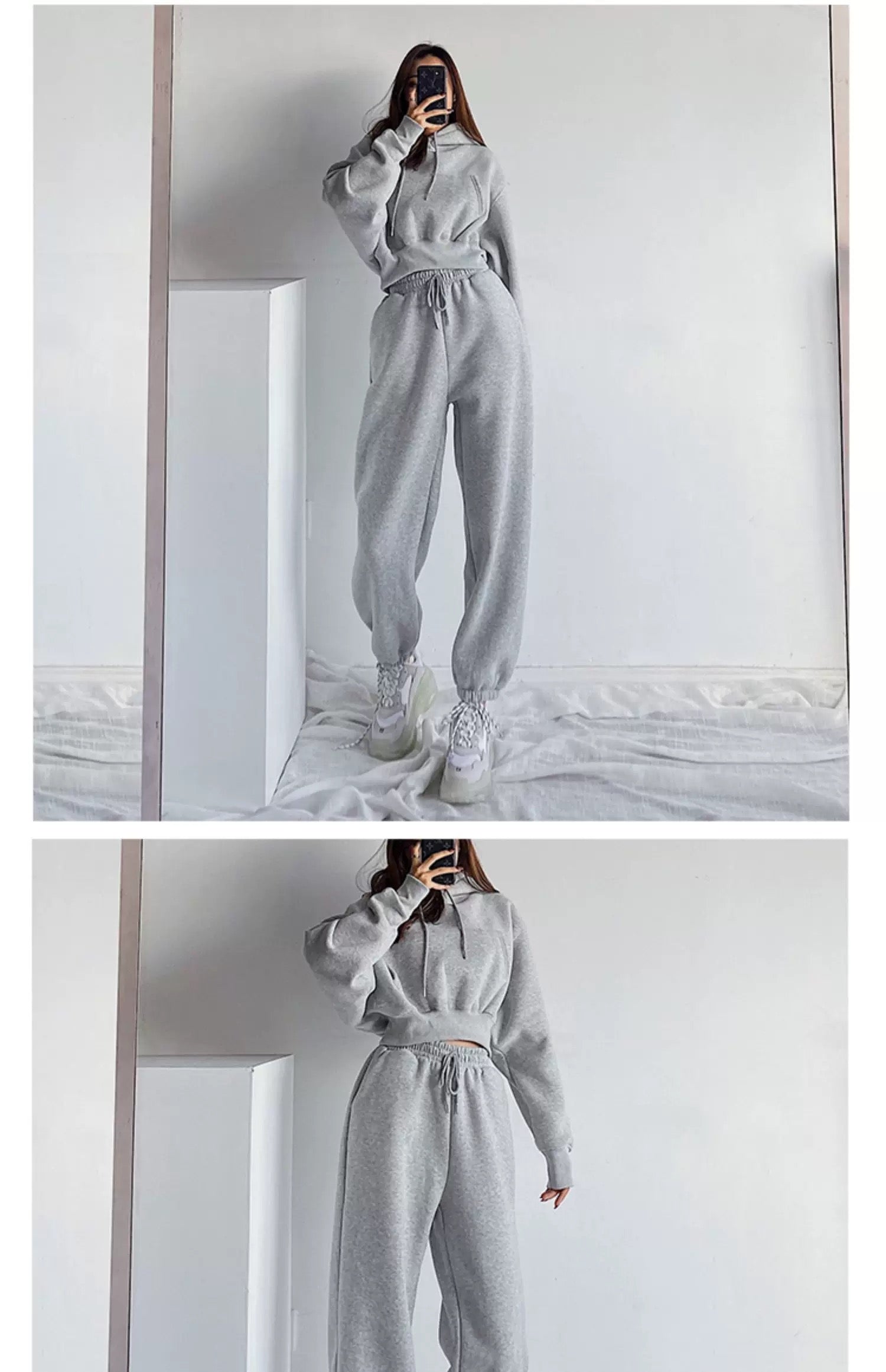 Women’s Comfy Crop Hoodie & Bottoms Sweatsuit Set