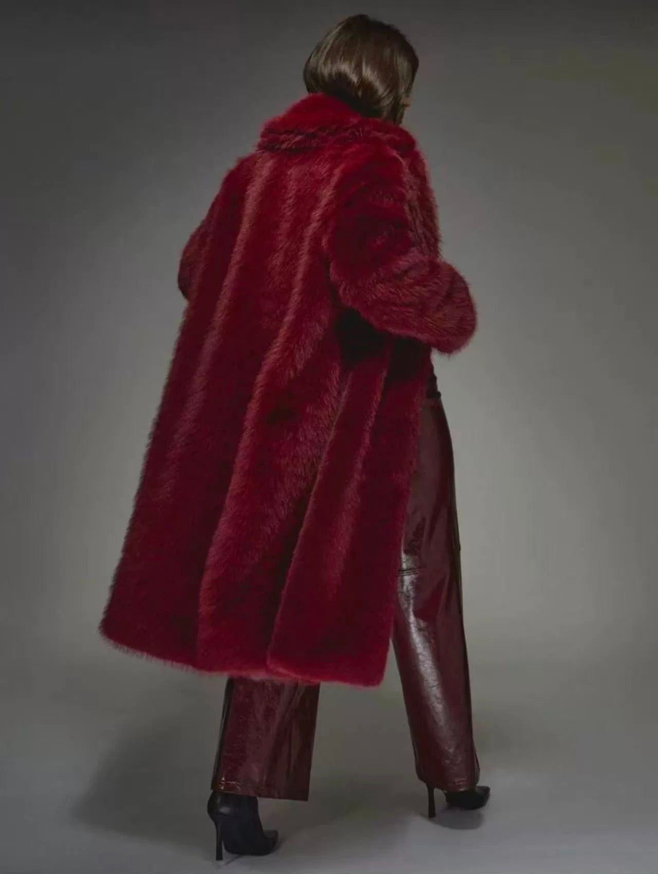 Red Fluffy Winter Coat – Cozy Luxe Statement Piece