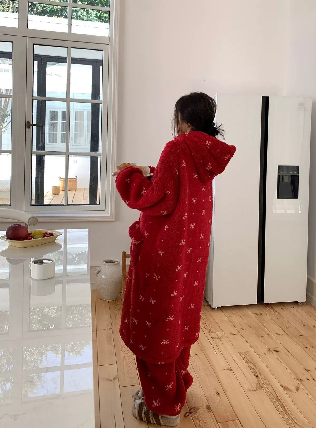 ✨ Cozy Bow-Knit Winter Loungewear Set – Christmas Edition