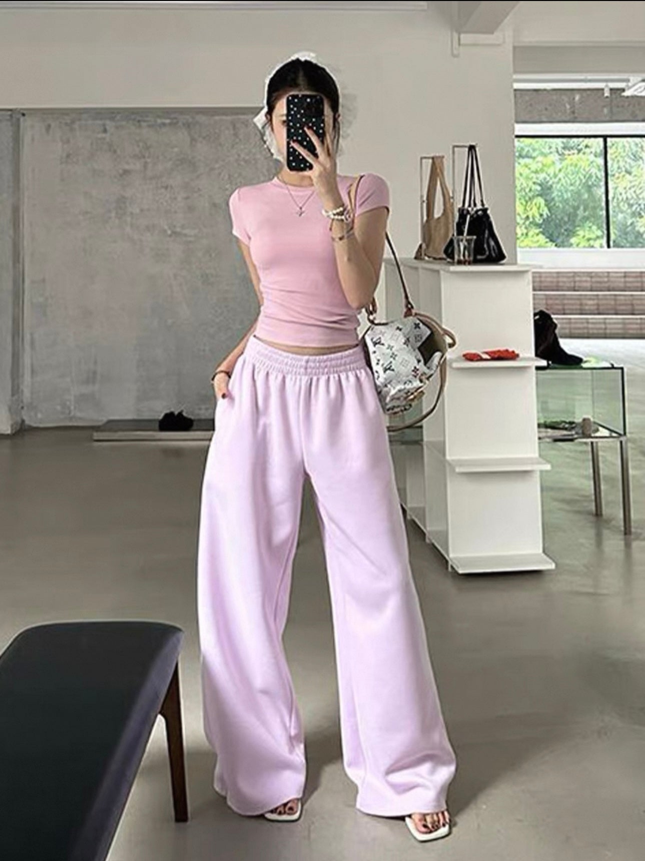 Pink oversized comfy sweatpants