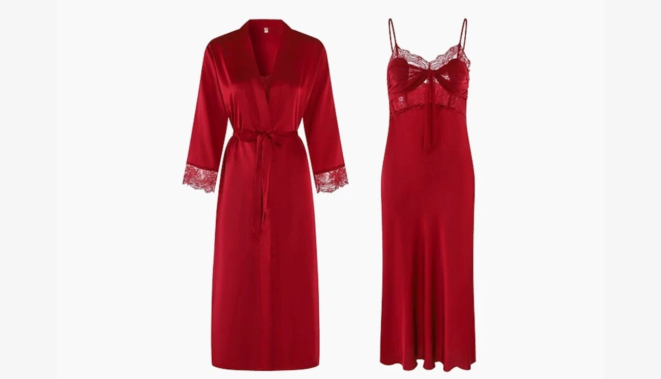 Long suspender silk  nightgown nightgown and night dress summer luxury night wear